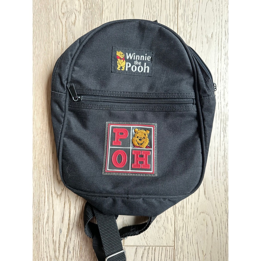 Disney Winnie the Pooh Mini Backpack Black Canvas Vintage Style Bag